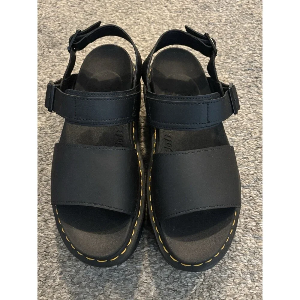 Dr. Martens Voss Quad Black Hydro Leather Sandal Women's Size 9 NWOT Platform
